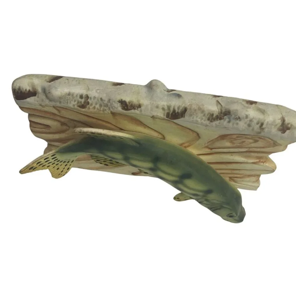 2 VTG ArtMark Japan Fish Wall Plaques 3D plaster Hand painted 6.5